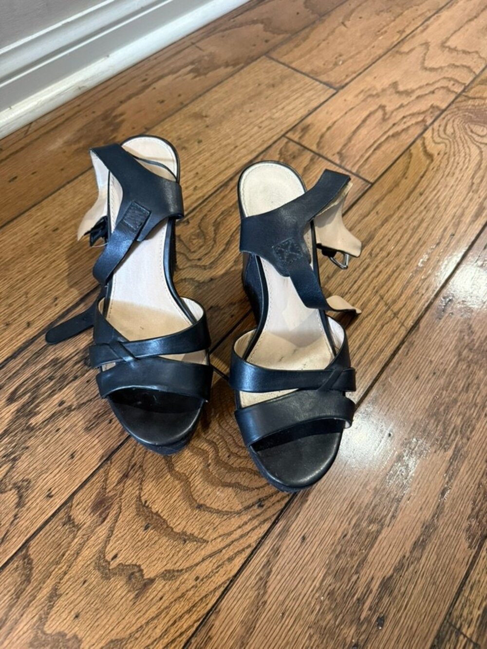 Marc Fisher Black Strappy Block Heel Sandals 9